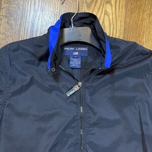 Vtg Ralph Lauren Polo Sport Golf Windbreaker 1/2 Zip Pullover Black Women M